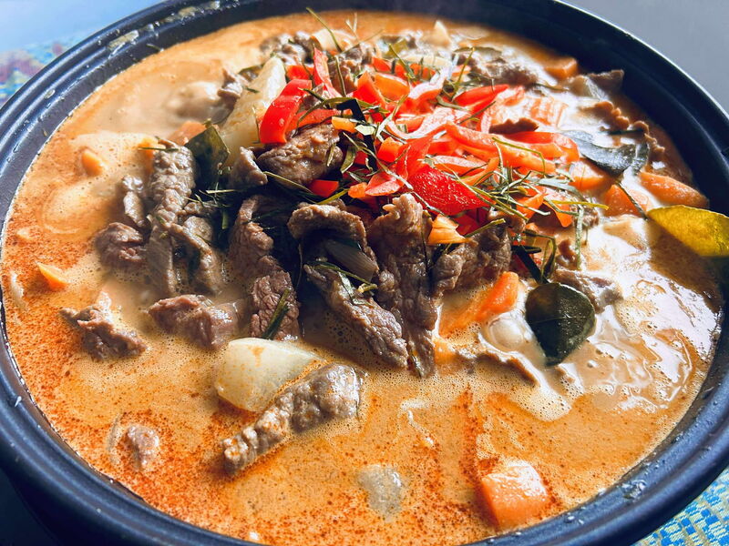 Wok Boeuf au curry rouge lait de coco