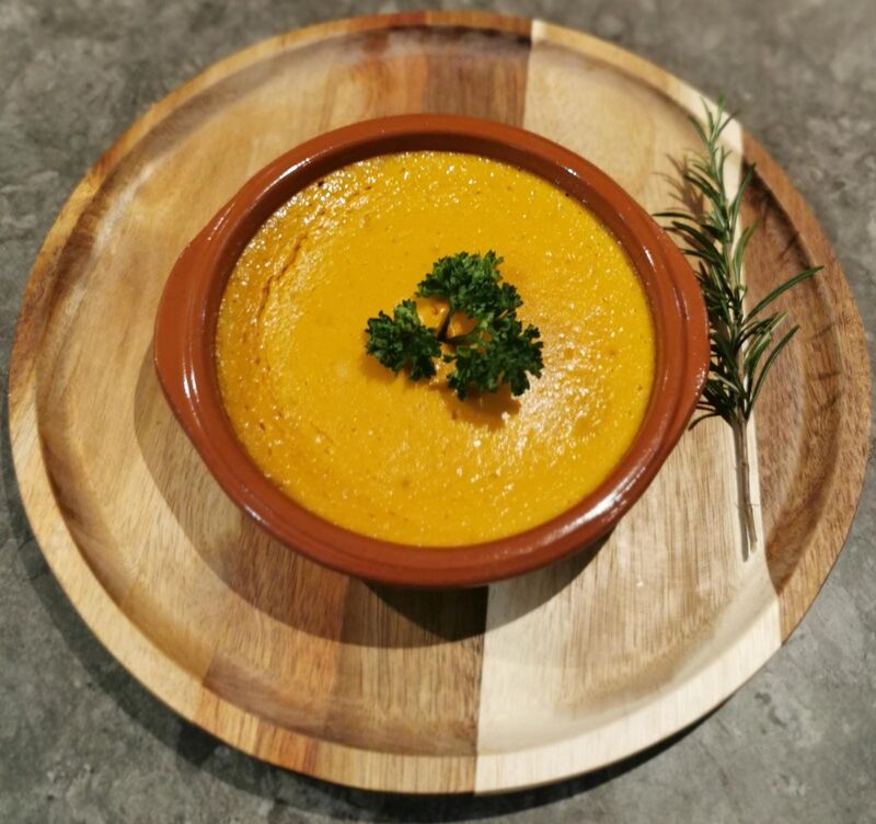 Flan de patate douce, curry et coco