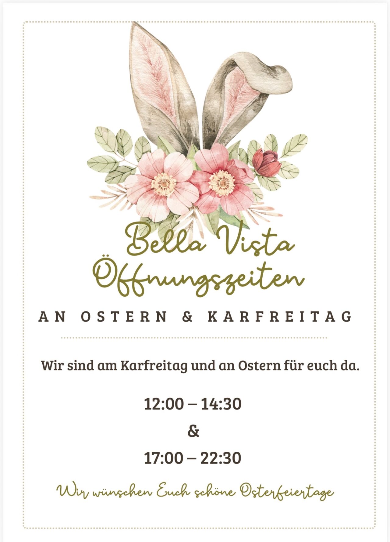 Öffnungszeiten Ostern 🐣 und Karfreitag 