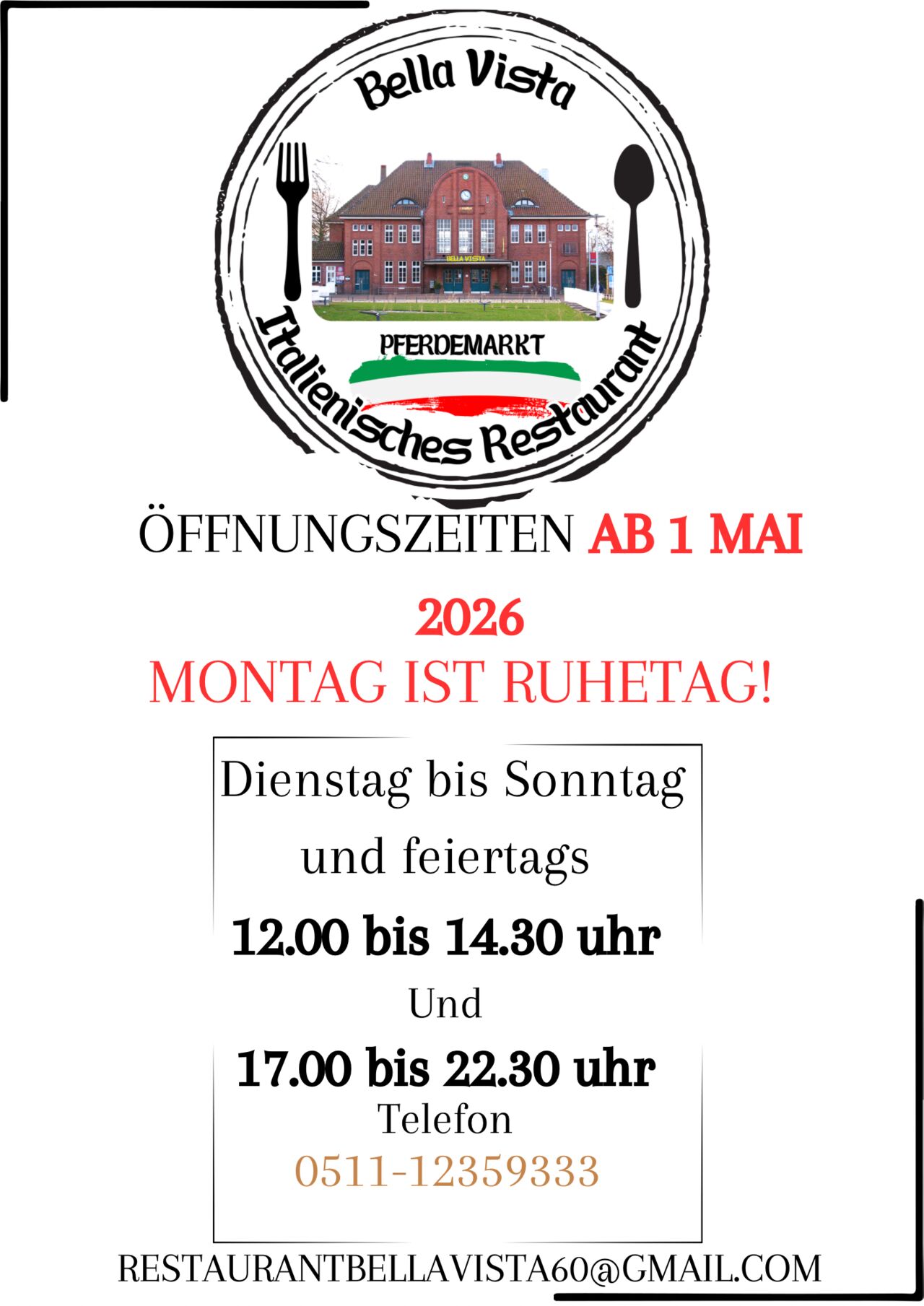 Neuer Öffnungszeiten ab Mai 2026