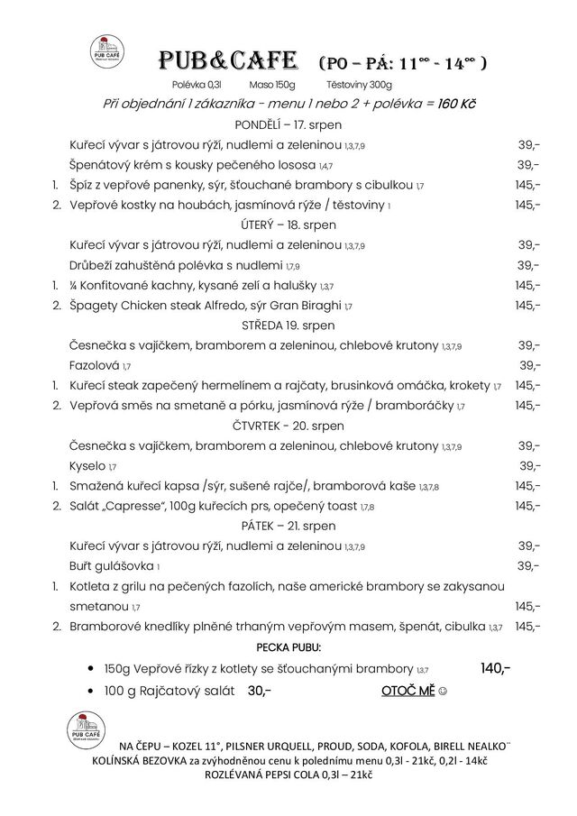 DENNÍ MENU od 17. SRPEN
