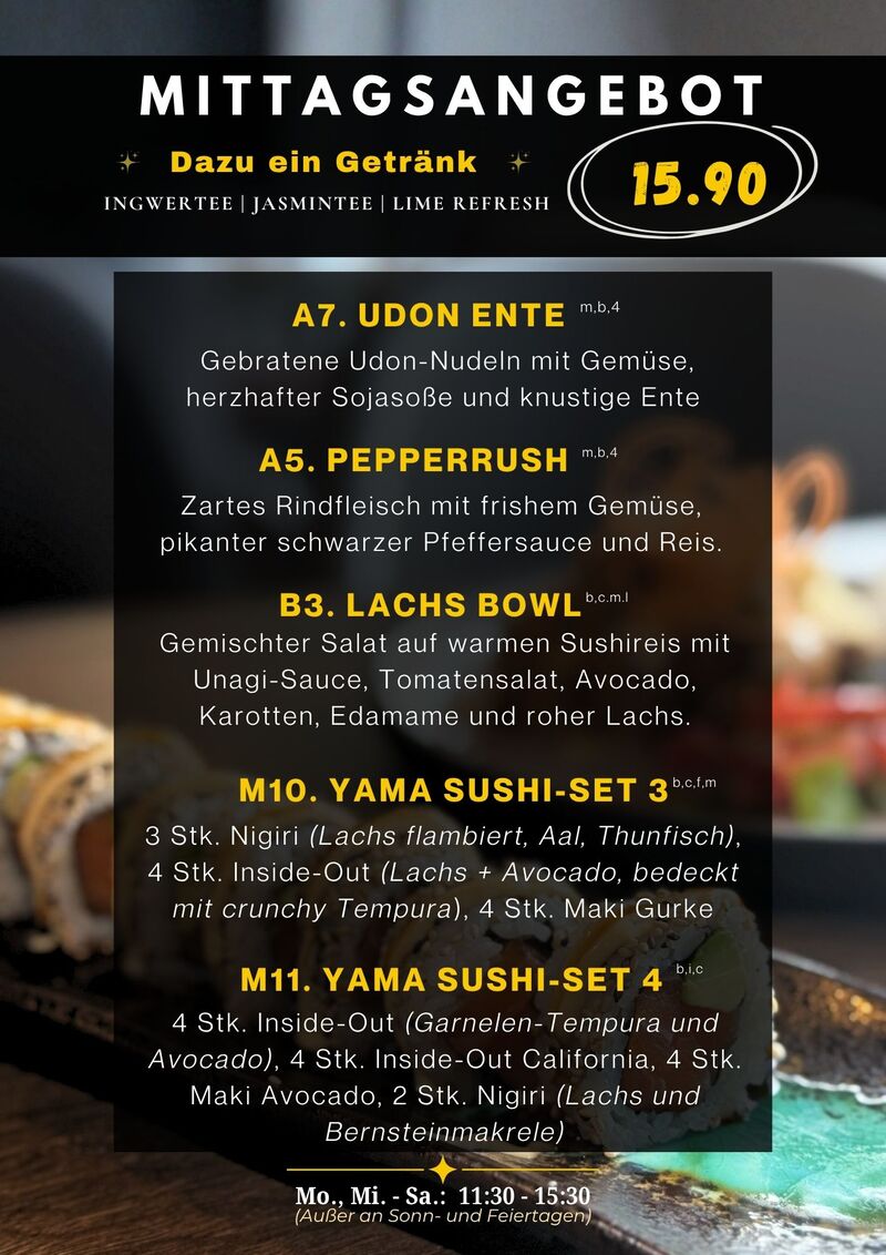 Mittagangebot _ 15,90 Euro dazu ein Getränk