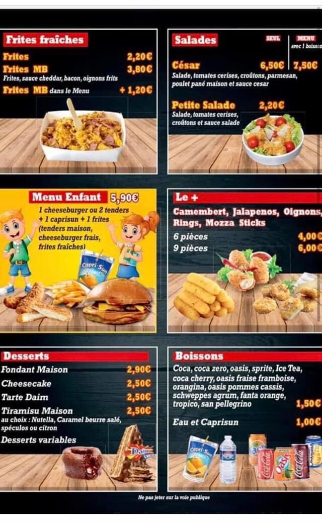 Nôtre menu enfant et nos +