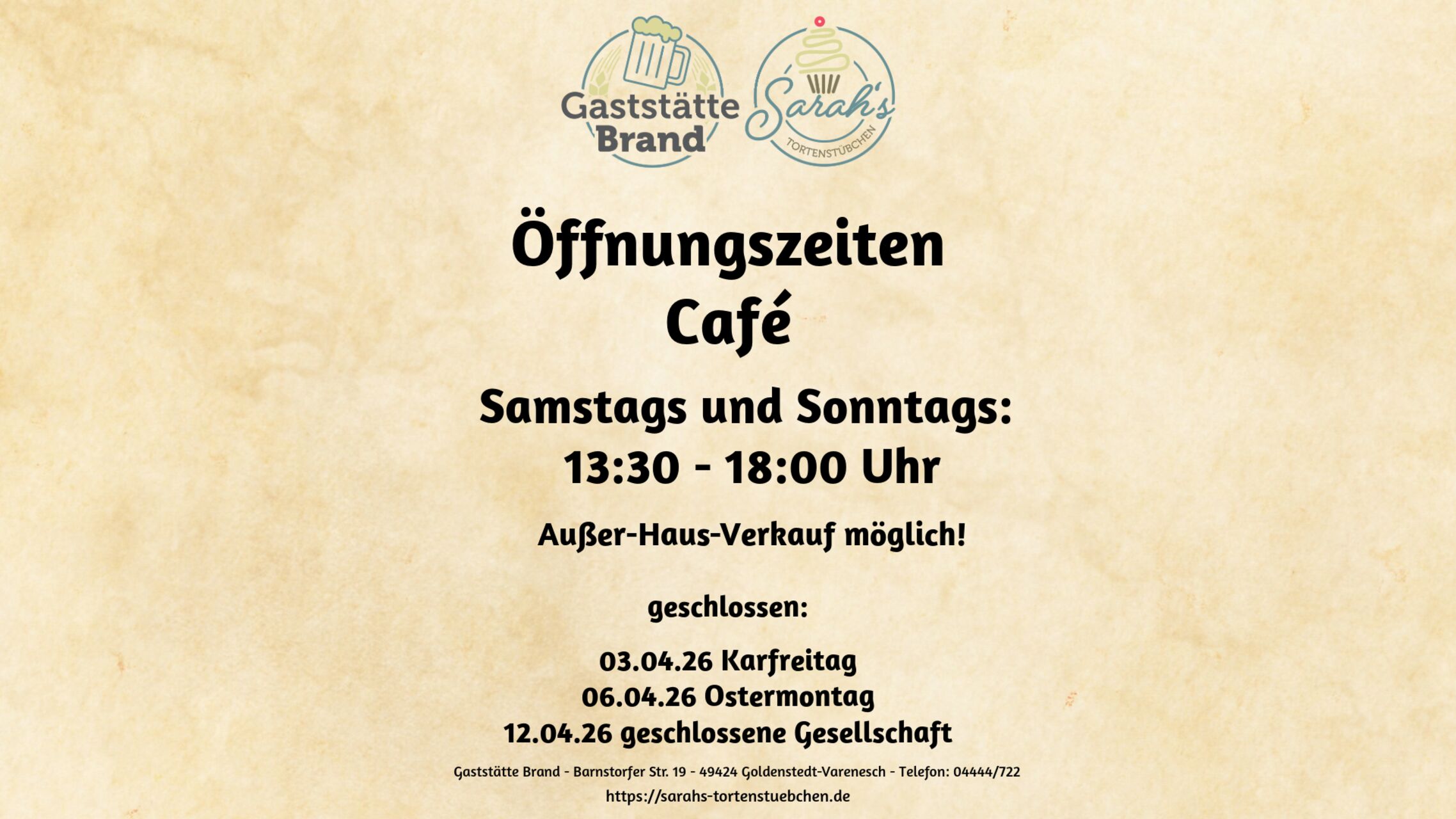 Öffnungszeiten Café