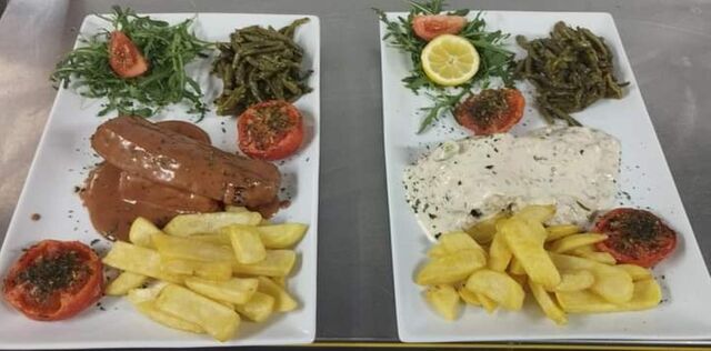 Saumon à la crème et pavé de bœuf Rossini