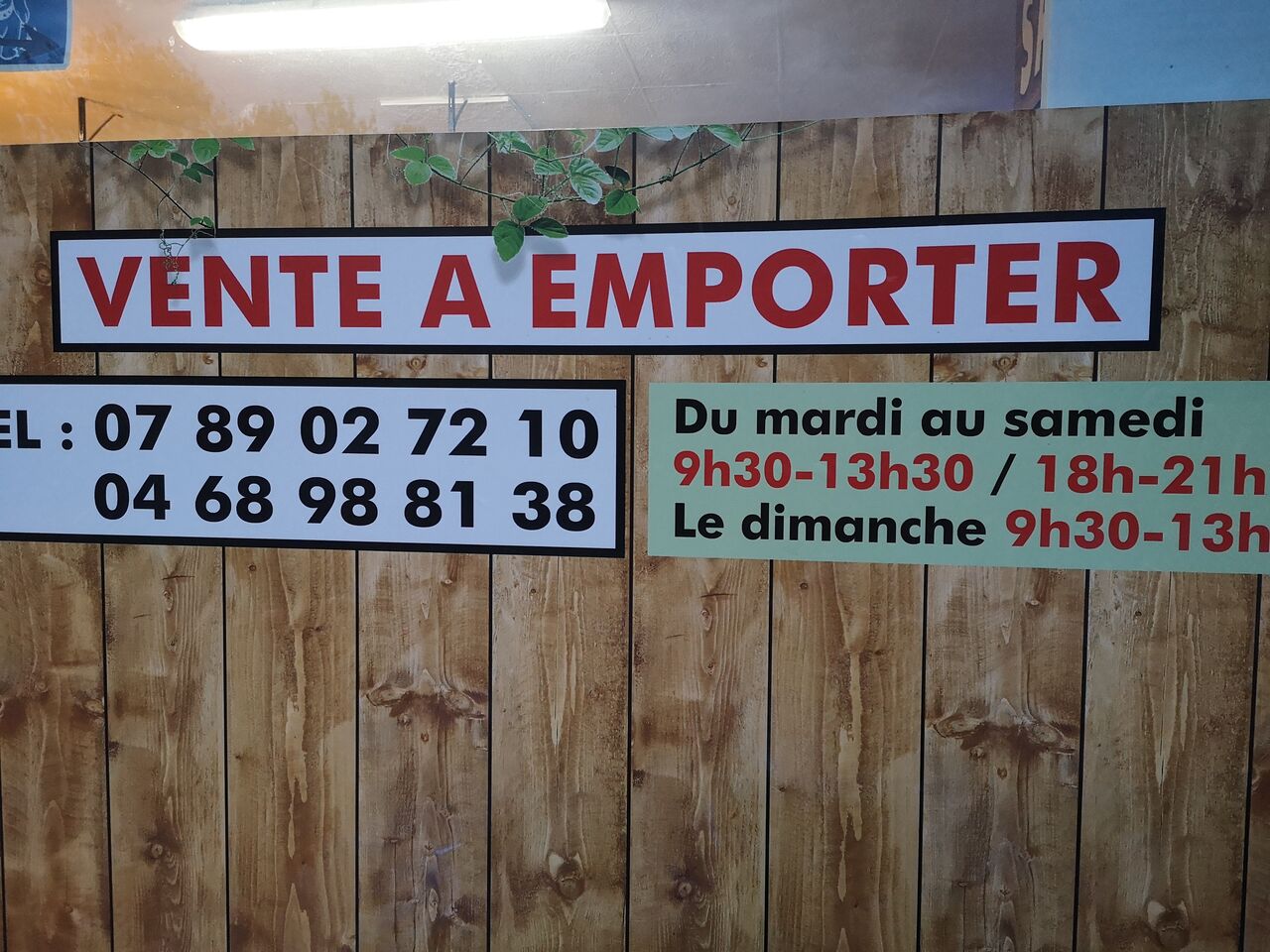 Horaires du vendredi et samedi soir, la fermeture est à 21h30 