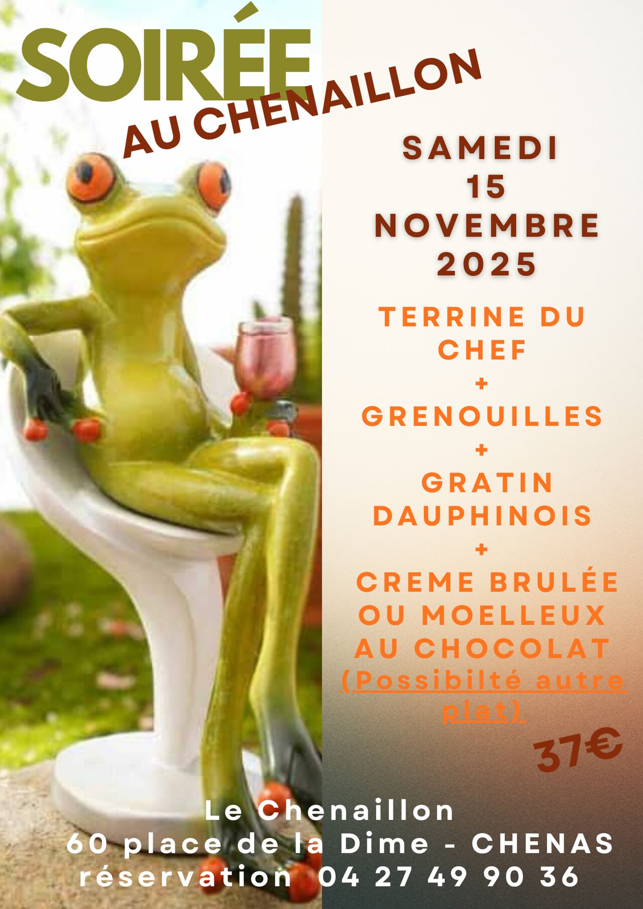 SOIREE GRENOUILLES SAMEDI 15 NOVEMBRE