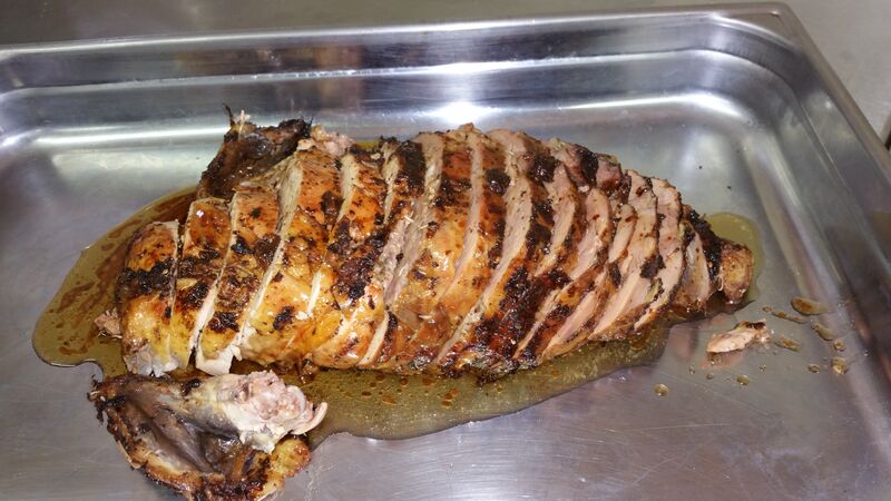 Poulet fermier désossé, farci.