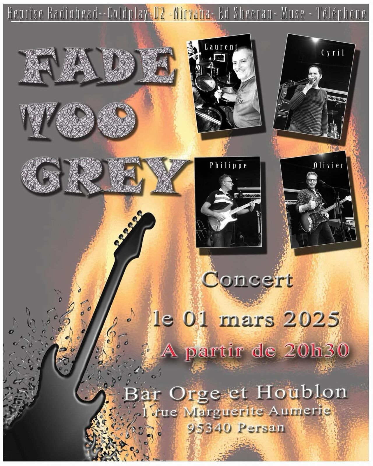 Concert des Fade to Grey le samedi 1er mars à 20h30