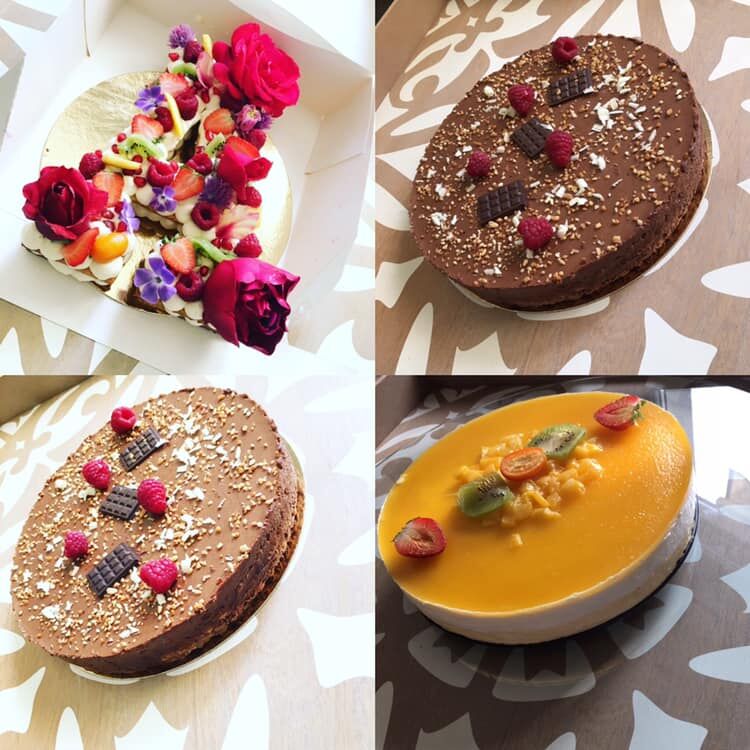 Gâteaux élaborés, Latter Cake ou Number Cake aux choix, Bavarois Mangue Coco, Royal Chocolat avec son croustillant. A la demande