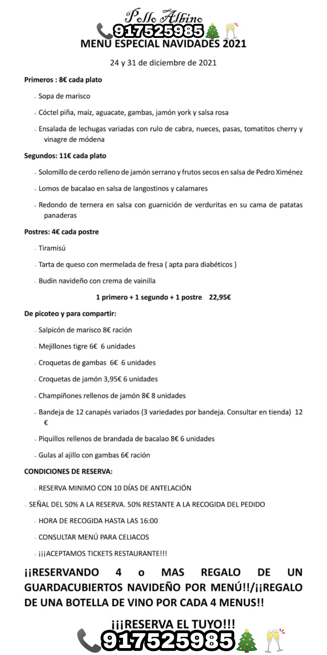 Menú Nochebuena y Nochevieja 2021