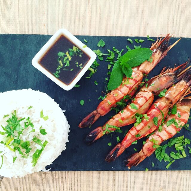 Gambas sauce d'huîtres 