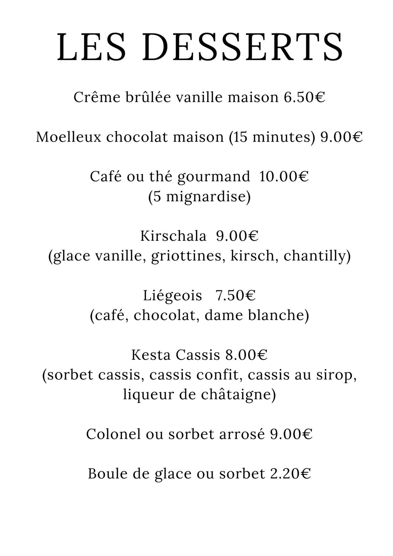 Les douceurs de la carte d'automne 2022