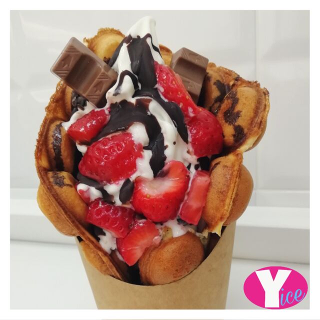 Bubble waffle con Yogurt helado ?