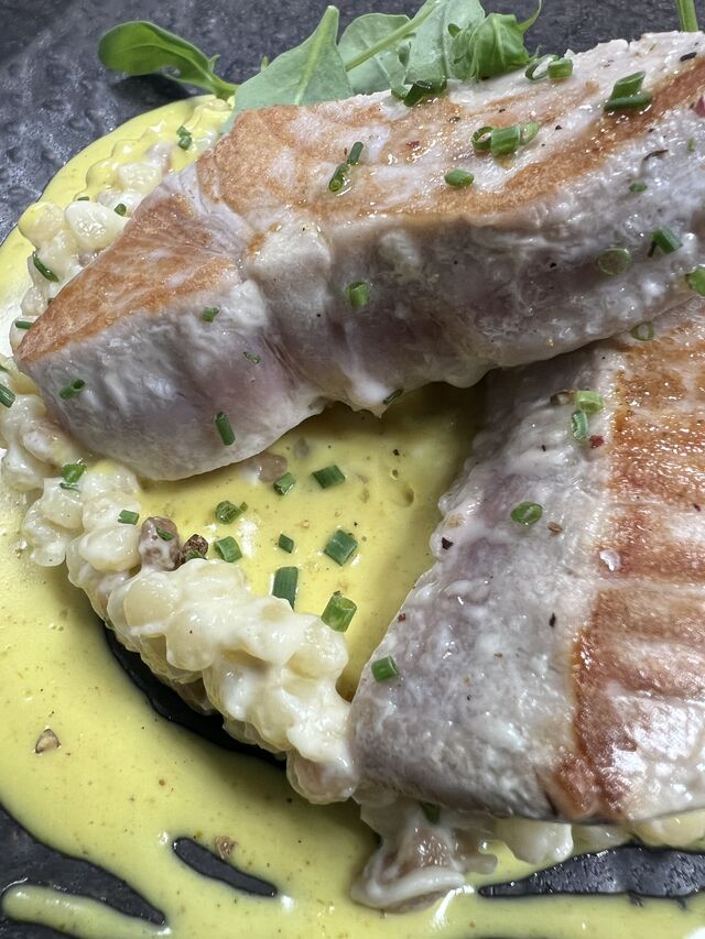 Le Thon Mi-Cuit, Sauce Curry et Frégoloto