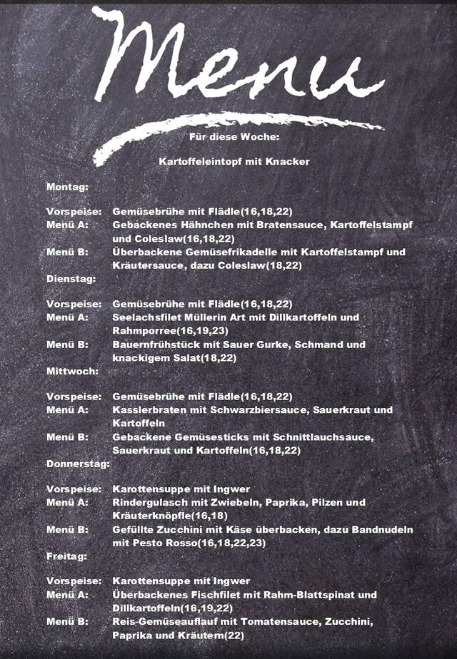 Speiseplan für diese Woche