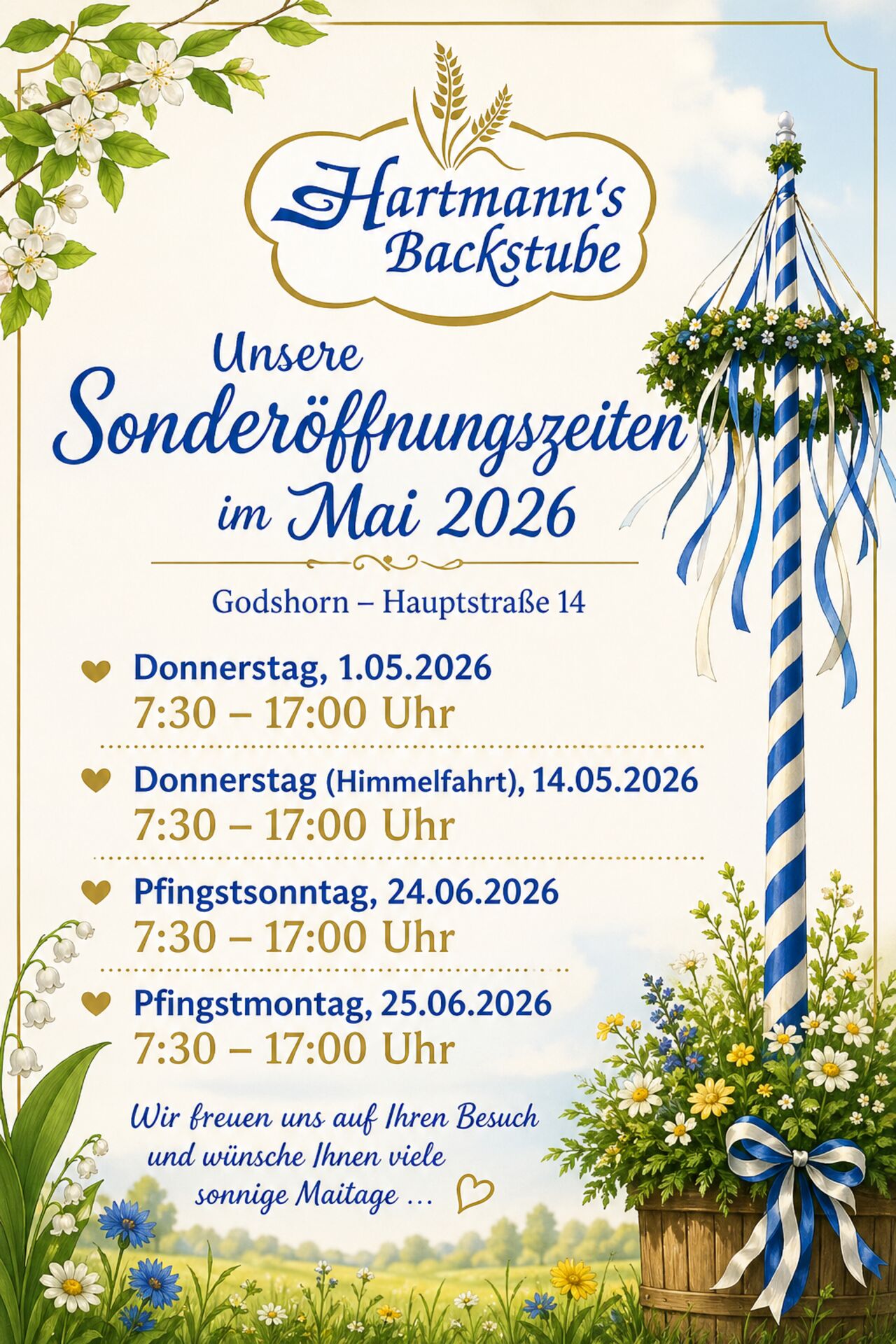 Unsere Sonderöffnungszeiten im Mai...