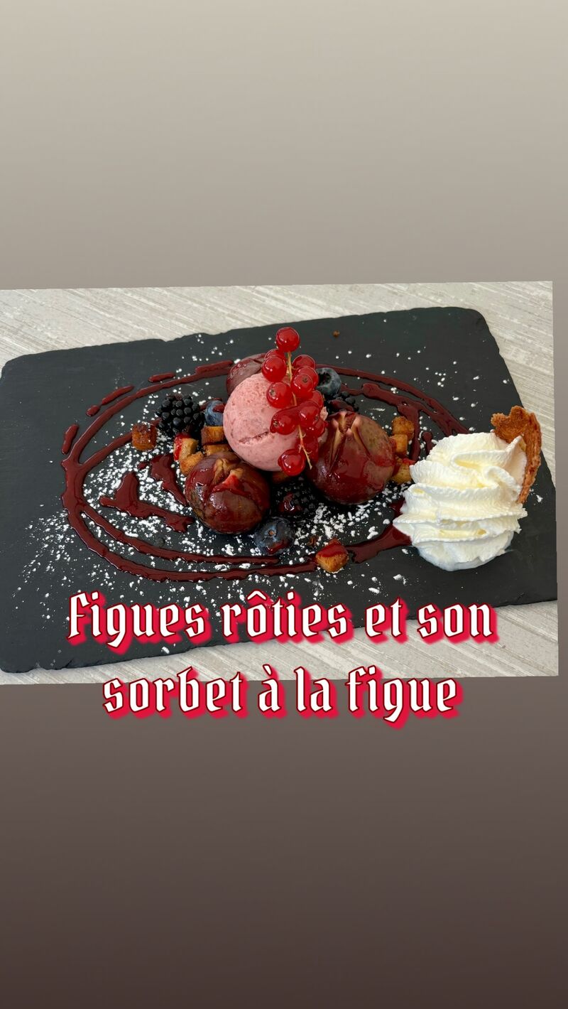 Figues rôties et son sorbet à la figue