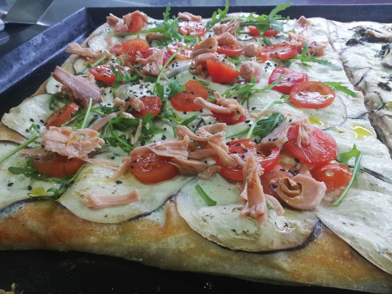 Pizza Vegana com fruit Jaca e Creme de tofu 