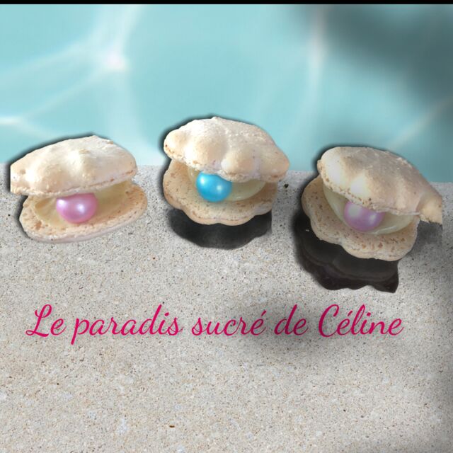 Macarons a la vanille de Madagascar avec perles nacrées au chocolat