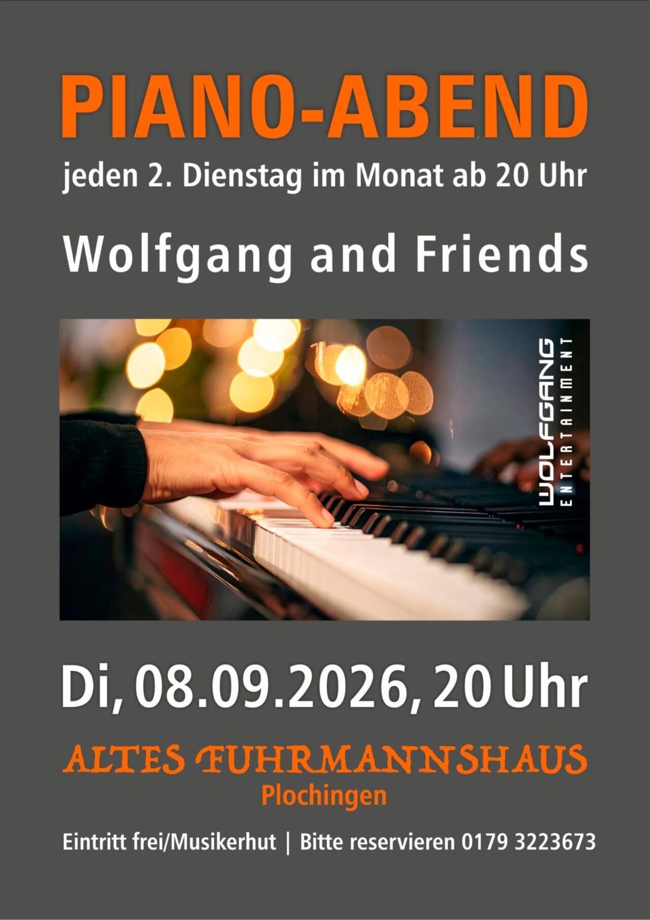 PIANO- ABEND: 08.09.2026, Dienstag ab 20 Uhr