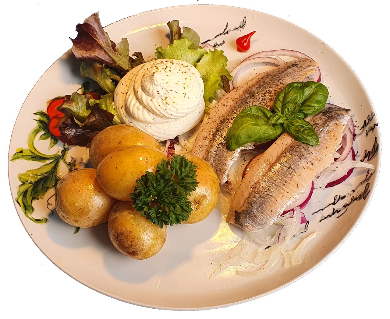 rosa Matjesfilet mit Pellkartoffeln