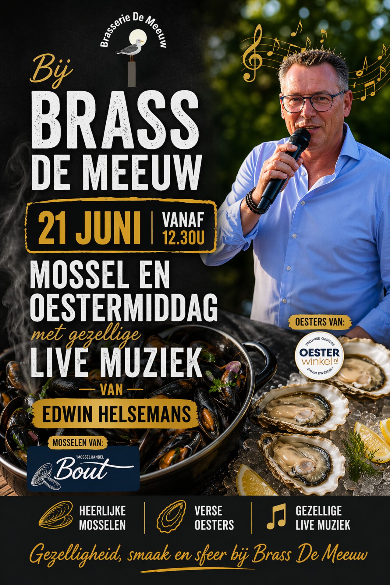 21 juni Live Muziek mossel en oestermiddag