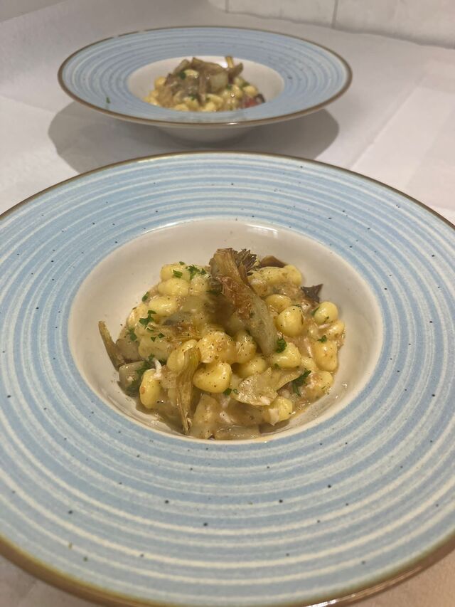 Gnocchi carciofi e bottarga 