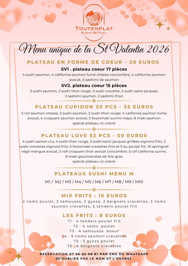 carte des plateaux st Valentin 2026