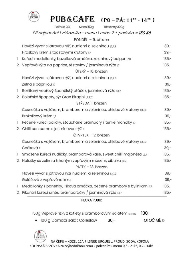 Denní menu od 9. březen