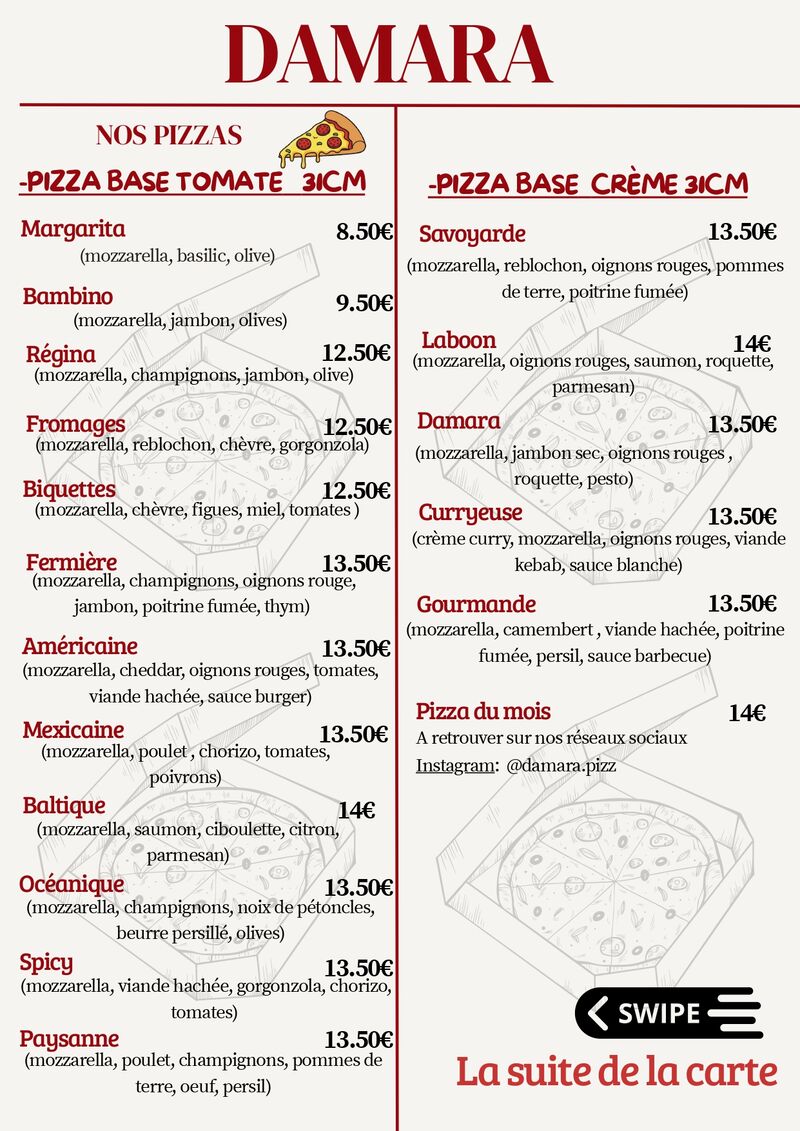 Carte des pizzas !