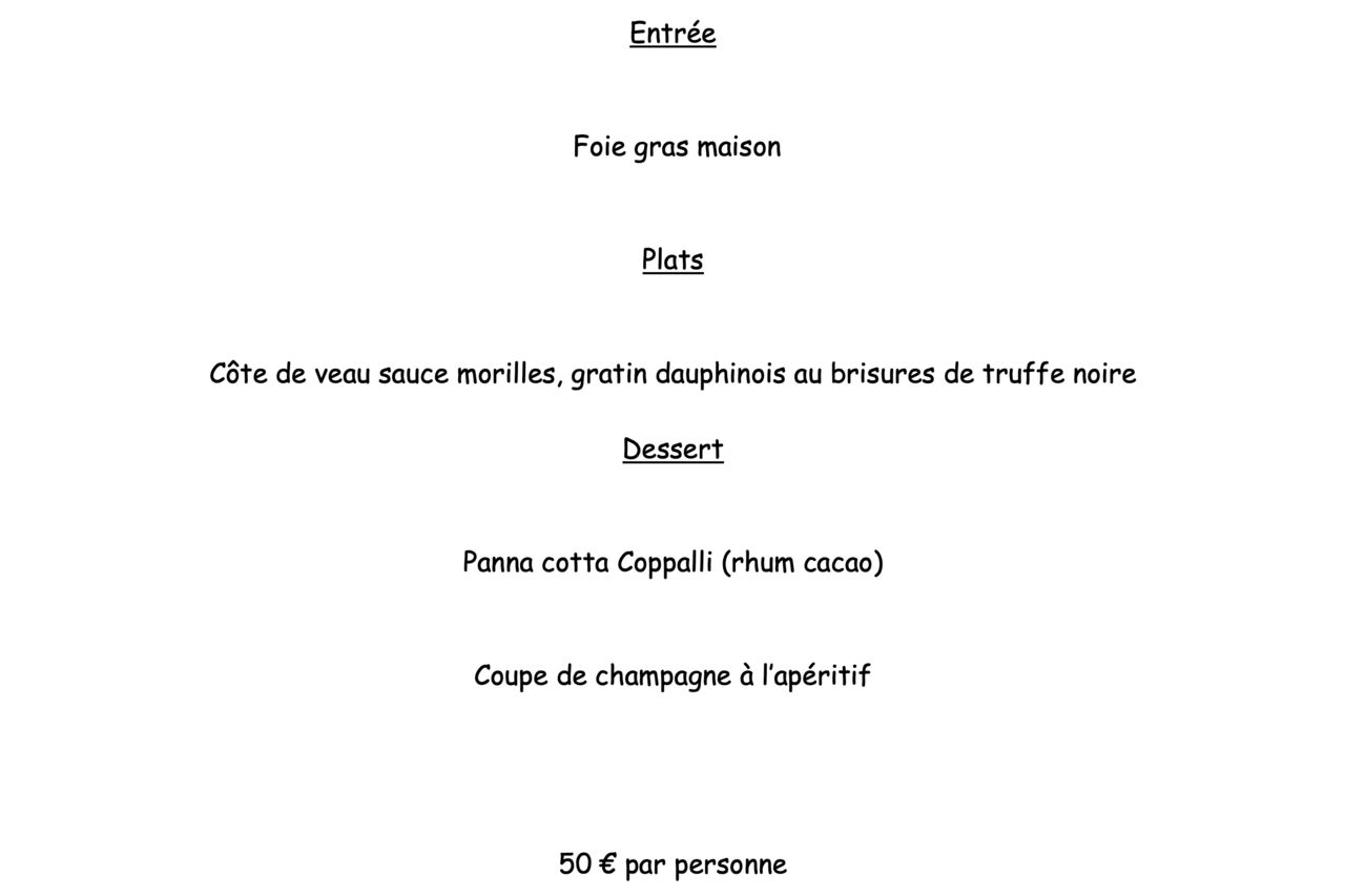 MENU SAINT VALENTIN