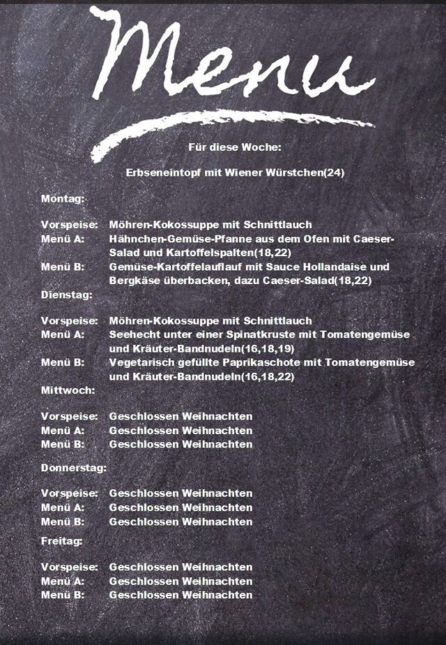 Speiseplan für diese Woche