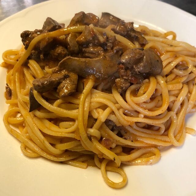 Trenette mit Hähnchenleber 