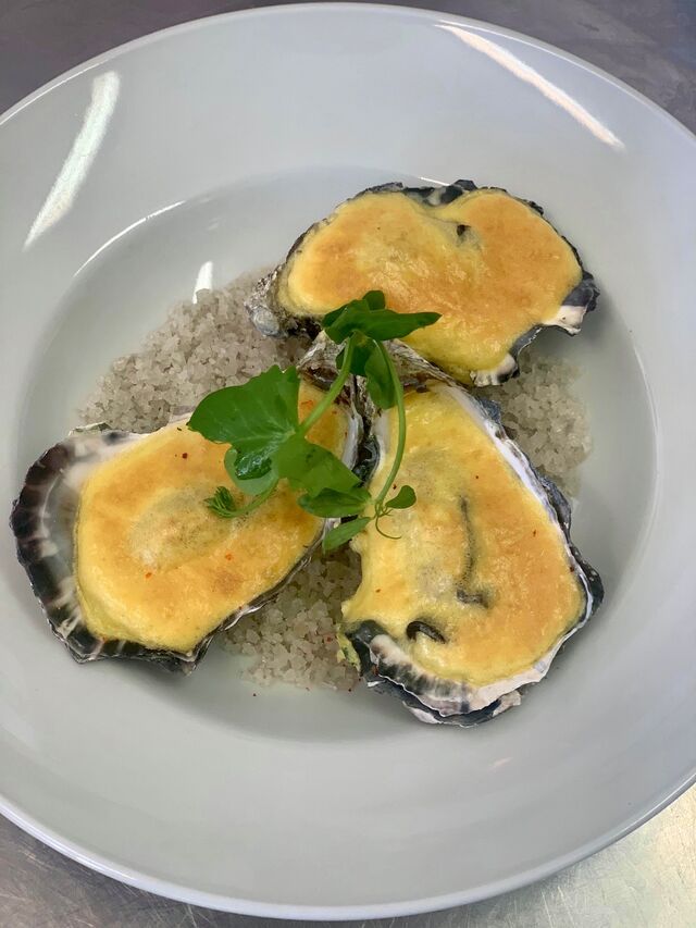 Huîtres gratinées au sabayon de champagne 