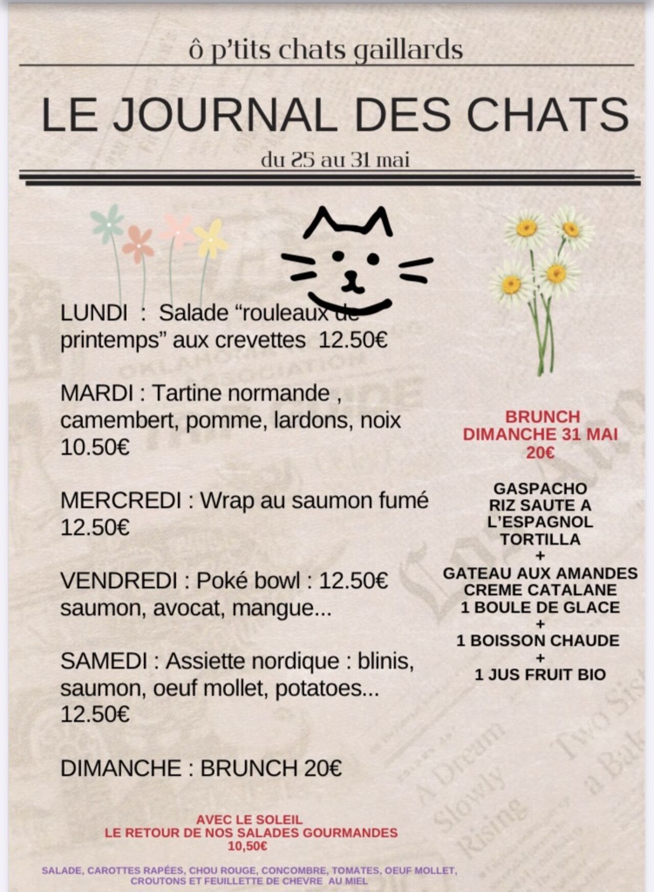 Menu du 25 au 31 mai