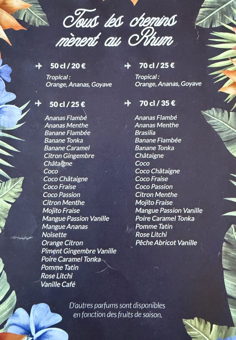 liste des parfums et tarifs 