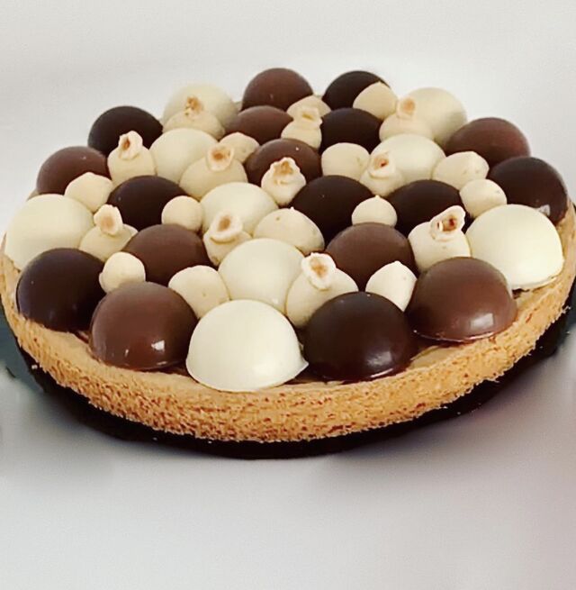 Tarte 3 chocolats sur une base de palet breton