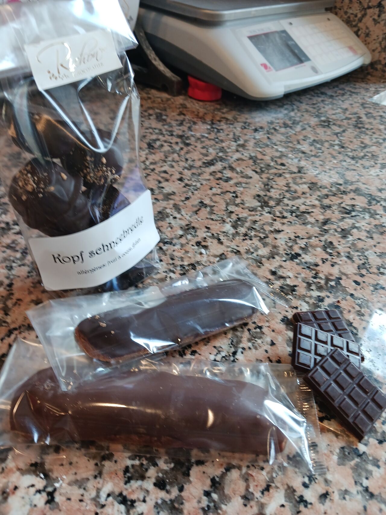 barre de chocolat, mini tablette et les kopfs schneebredle