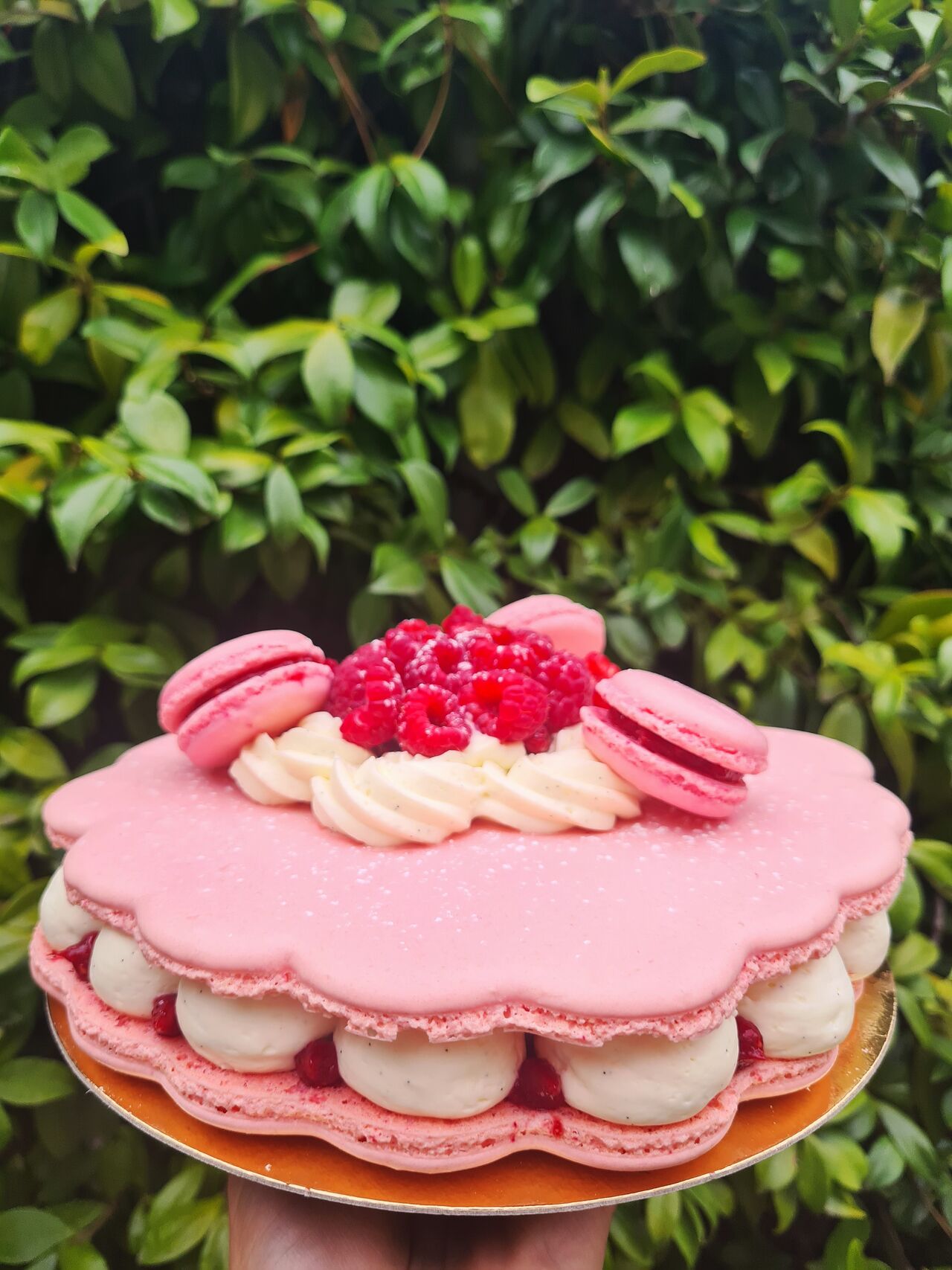 Macaron géant rose et framboise