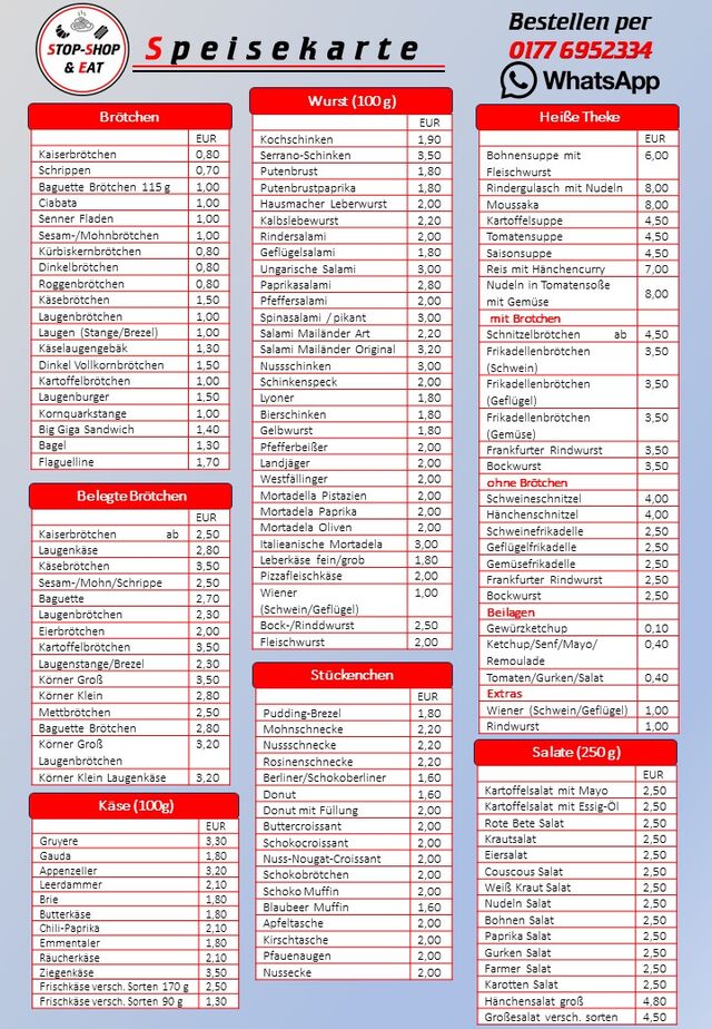 Kleiner Auszug aus der Speisekarte