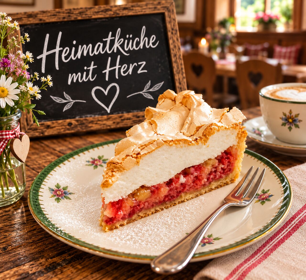 Ribiselkuchen mit Baiserhaube 