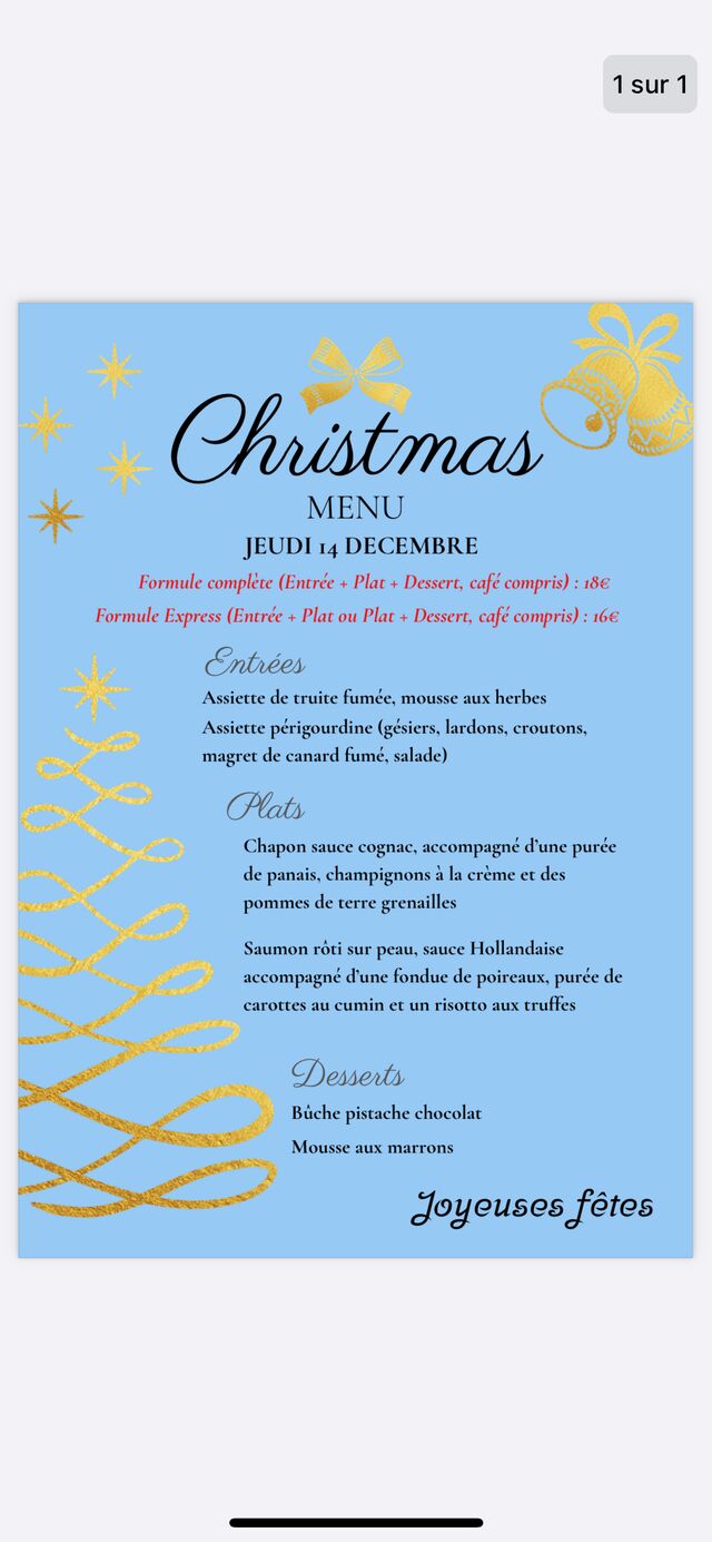 Menu de Noël 2023