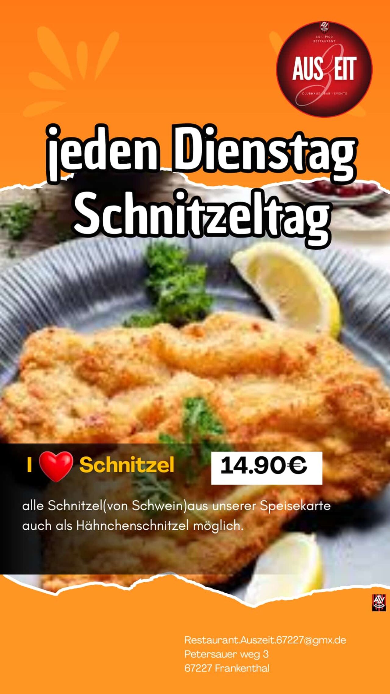 JEDEN DIENSTAG SCHNITZELTAG