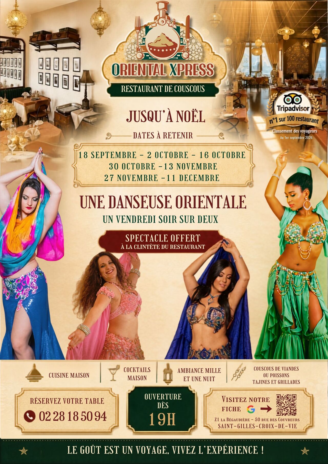 💃 SOIRÉES DANSEUSE ORIENTALE JUSQU’À NOËL