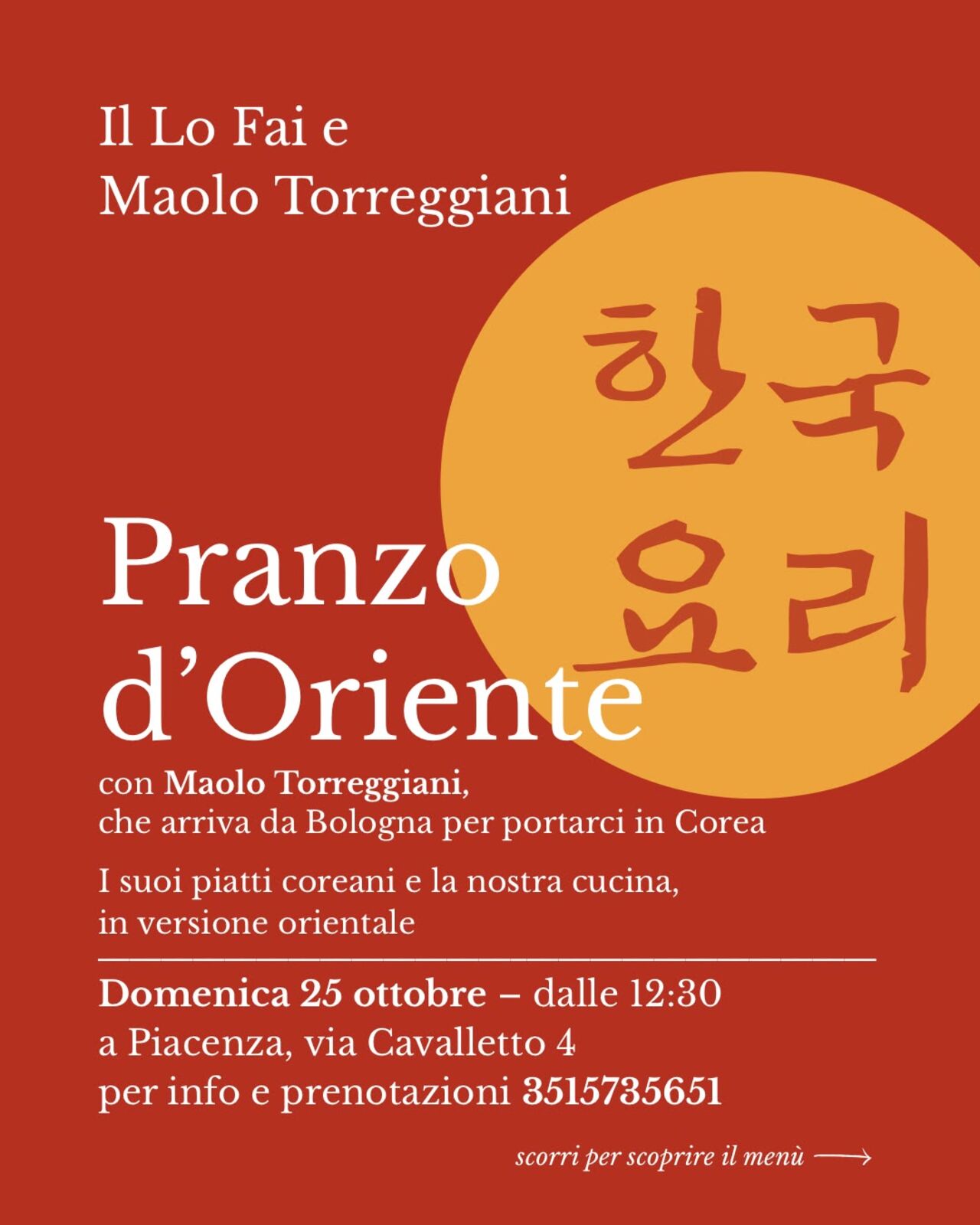 Pranzo d'Oriente - Domenica 25 Ottobre