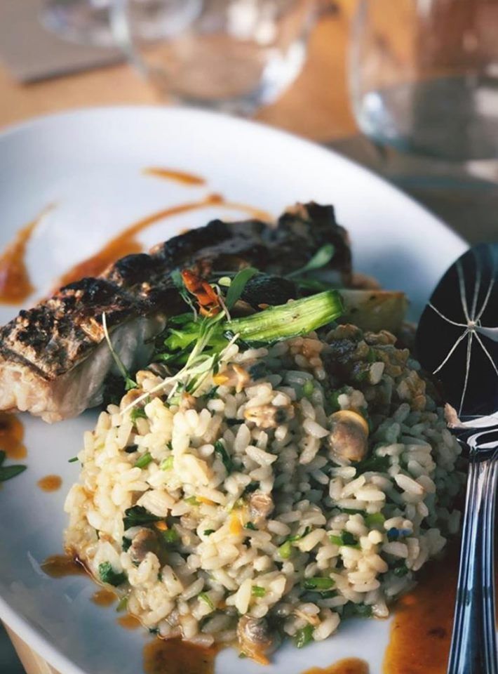 Peixe do Dia (Garoupa) com Arroz de Bivalves