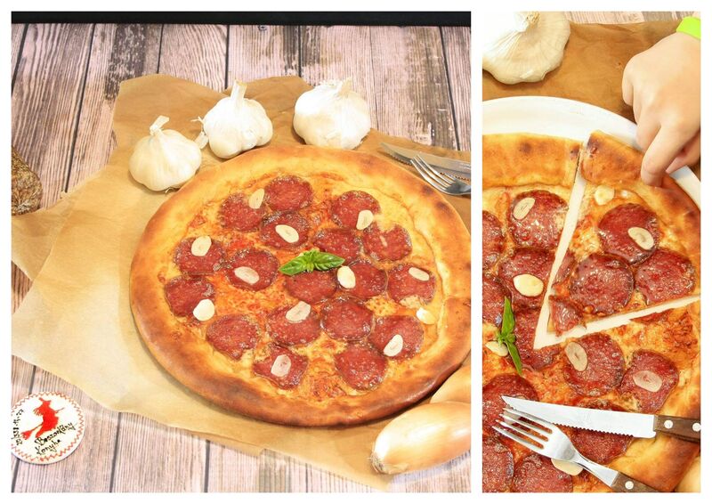 Téliszalámis pizza, sajttal töltött széllel
