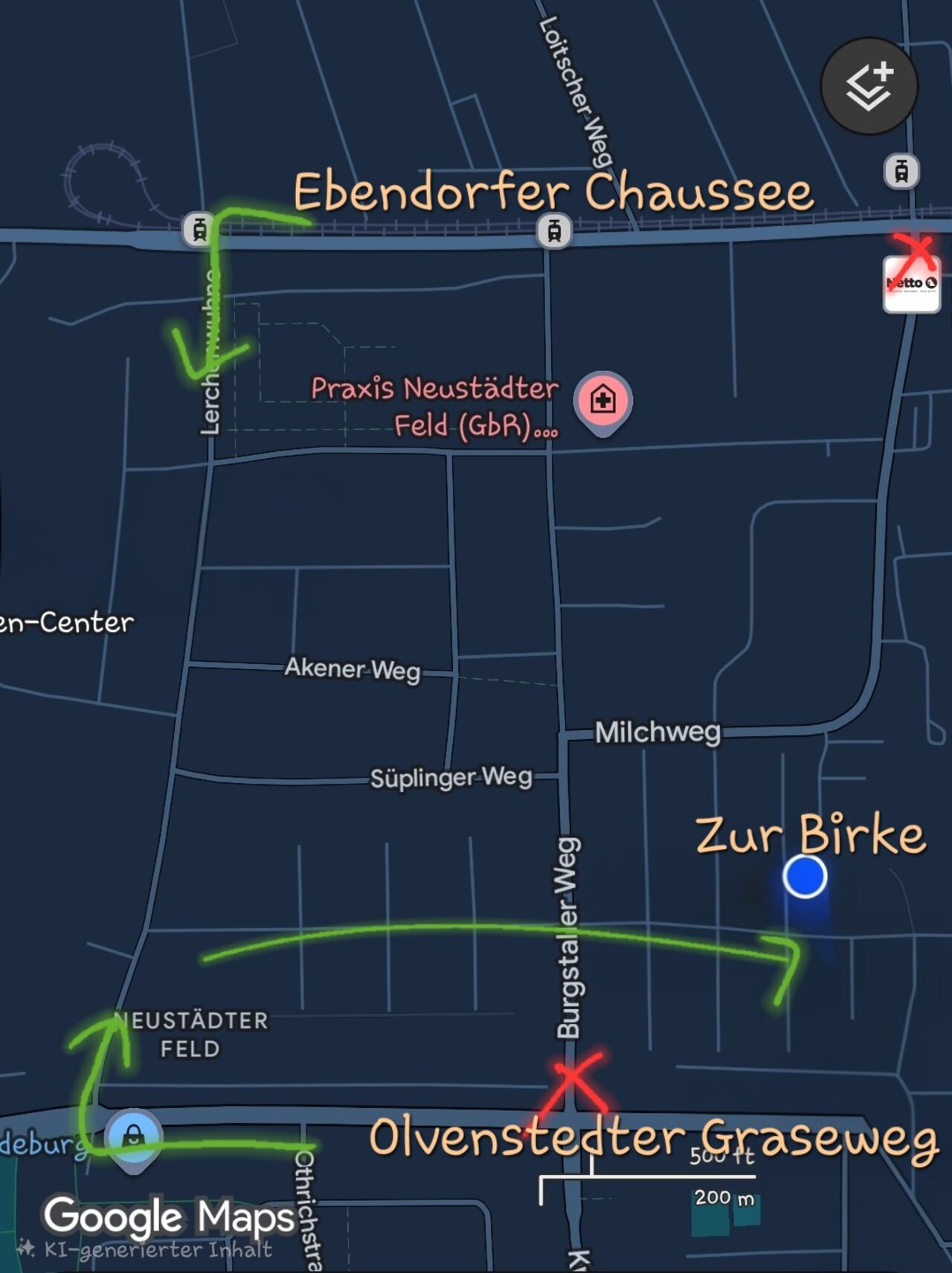 Erneute Umleitung zum Anfahrtsweg