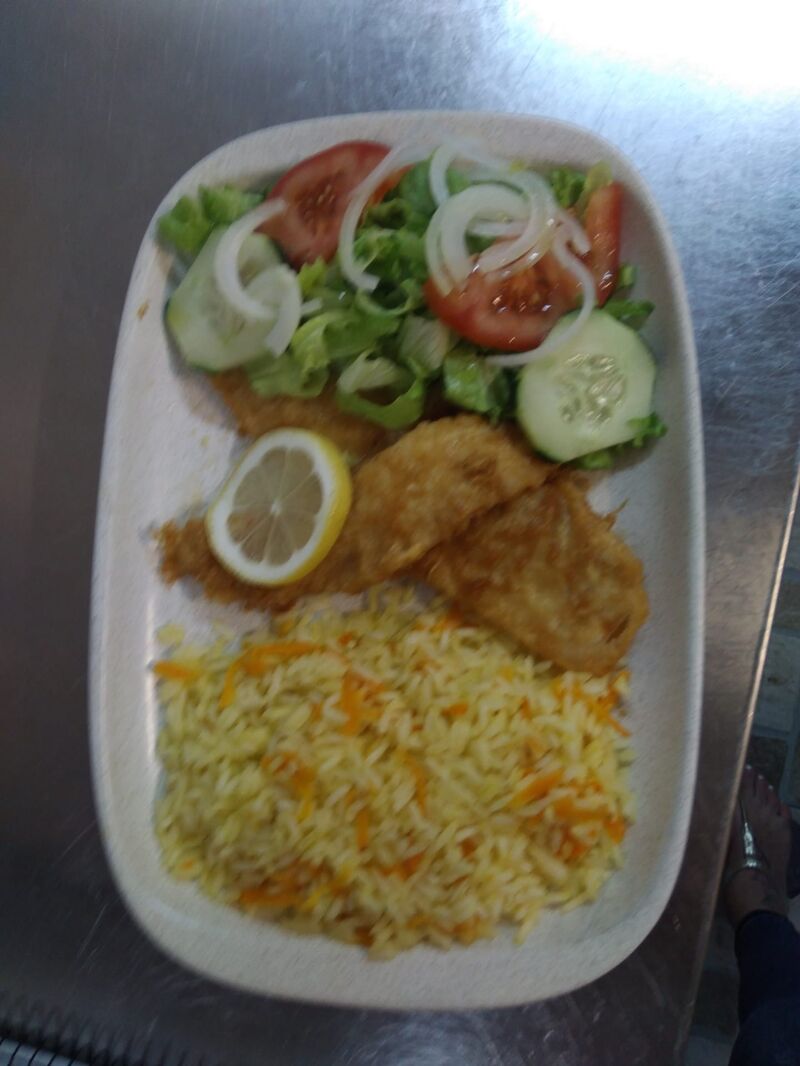 Filetes de pescador/arroz de cenoura